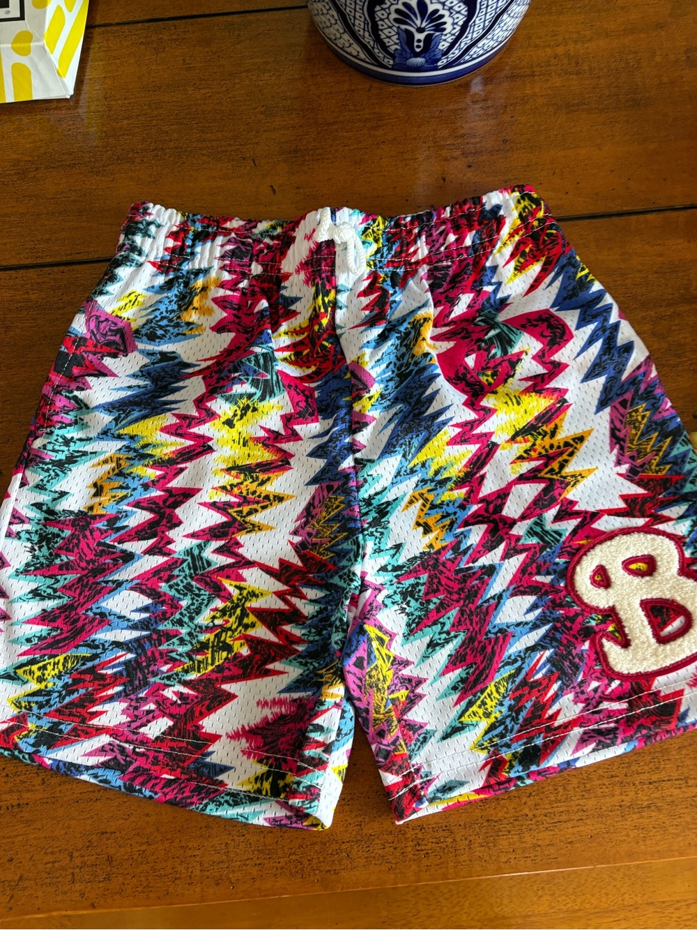 Kids Multicolor Zigzag Athletic Shorts - Bright Pattern